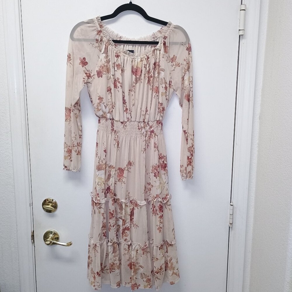 EUC Kate and Lily Long Sleeve Tiered Midi Floral Dress Size 4P